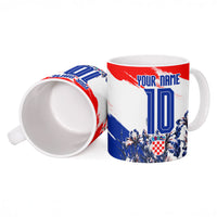 Personalized Croatia Marten Soccer Ceramic Mug Croatian Flag Abstract Brush Stroke