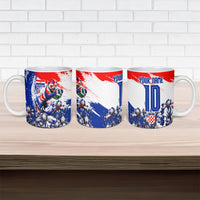 Personalized Croatia Marten Soccer Ceramic Mug Croatian Flag Abstract Brush Stroke