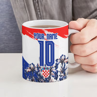 Personalized Croatia Marten Soccer Ceramic Mug Croatian Flag Abstract Brush Stroke