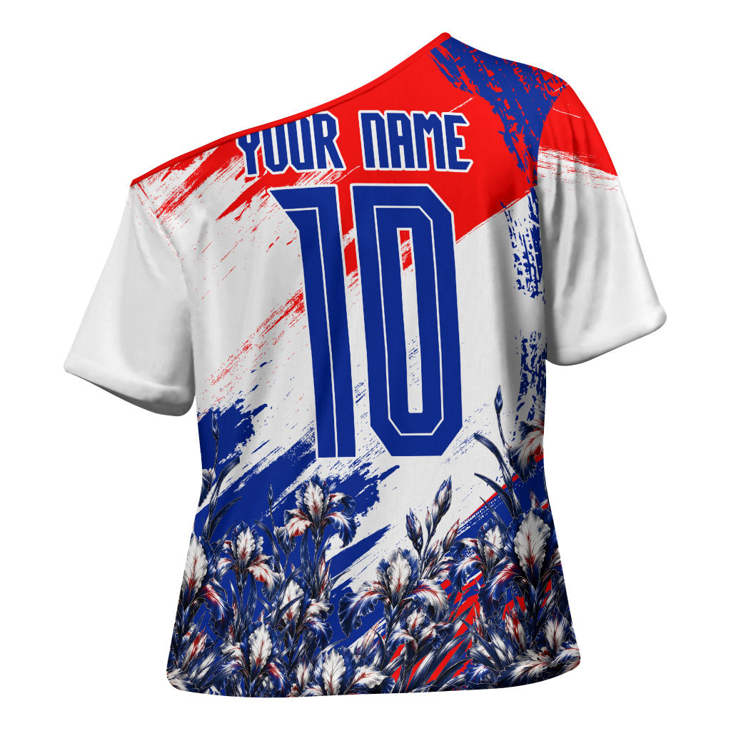 Personalized Croatia Marten Soccer Cross Shoulder Shirt Croatian Flag Abstract Brush Stroke