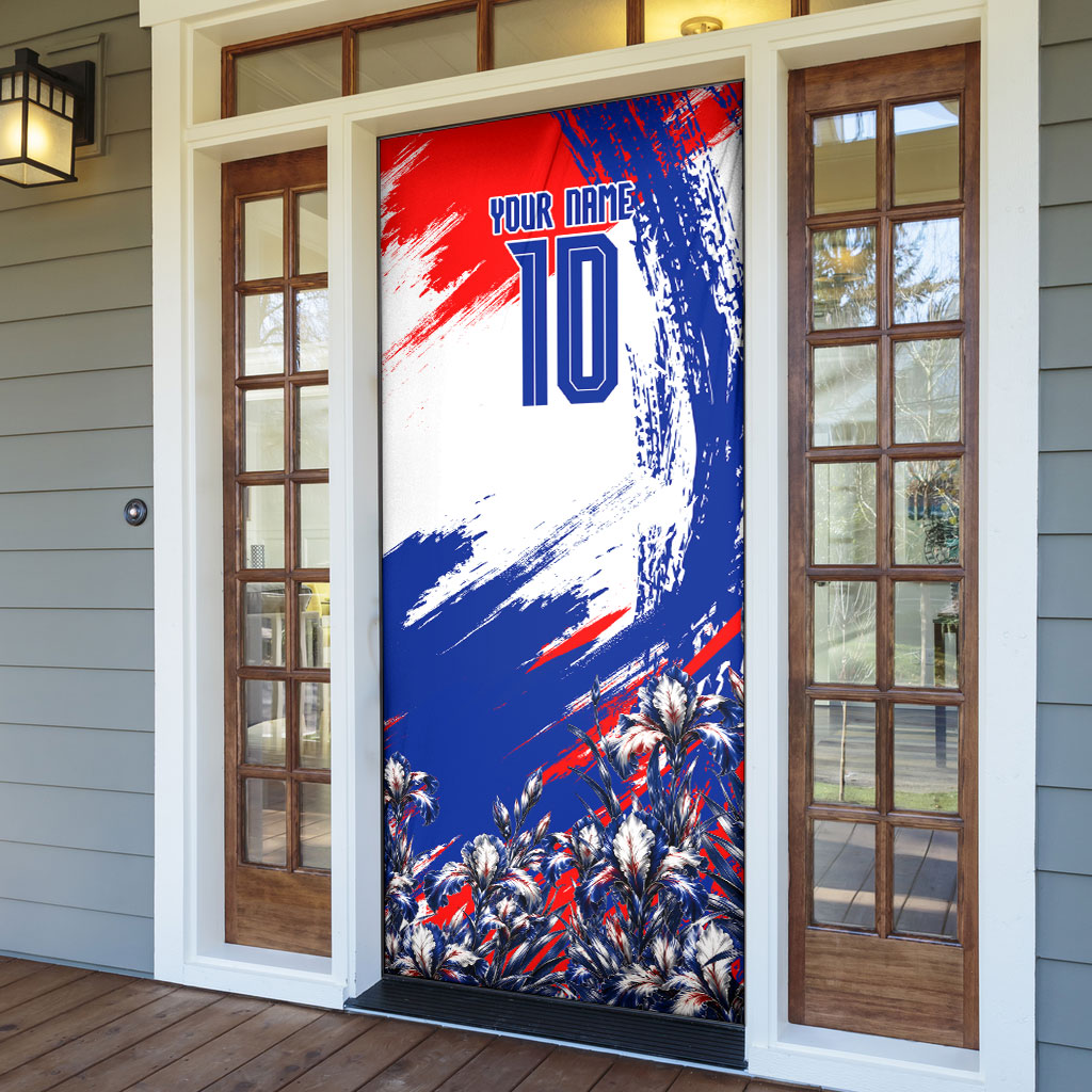 Personalized Croatia Marten Soccer Door Cover Croatian Flag Abstract Brush Stroke