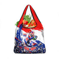 Personalized Croatia Marten Soccer Grocery Bag Croatian Flag Abstract Brush Stroke