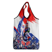 Personalized Croatia Marten Soccer Grocery Bag Croatian Flag Abstract Brush Stroke