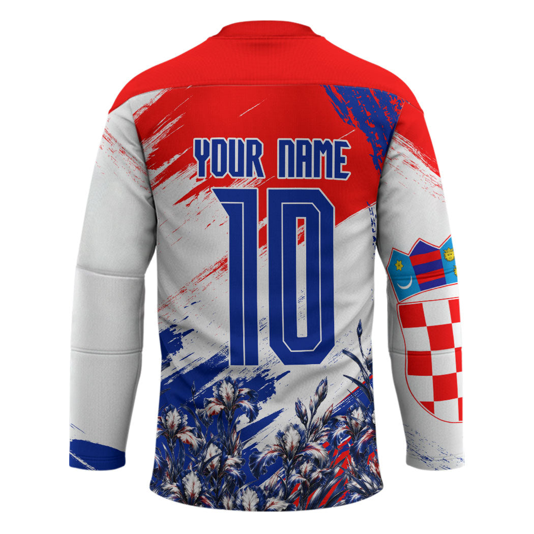 Personalized Croatia Marten Soccer Hockey Jersey Croatian Flag Abstract Brush Stroke
