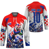 Personalized Croatia Marten Soccer Hockey Jersey Croatian Flag Abstract Brush Stroke