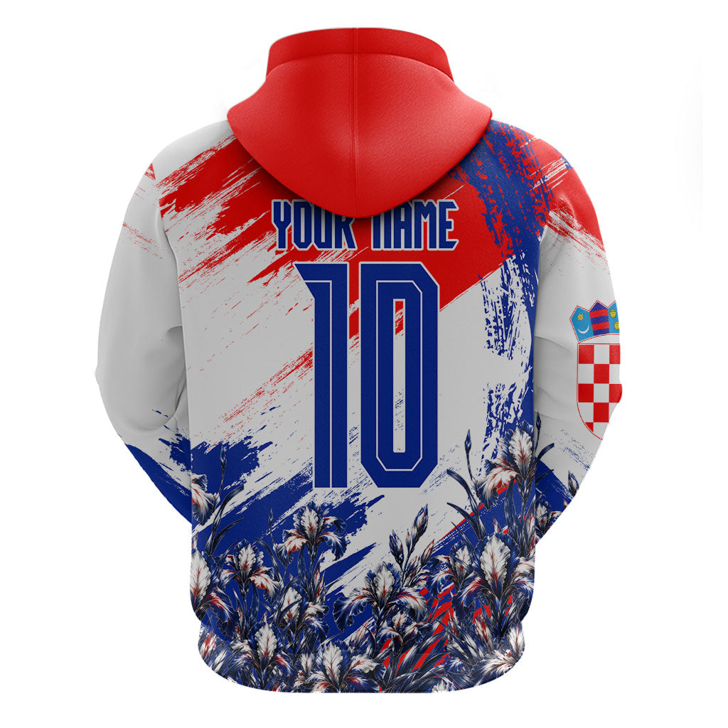 Personalized Croatia Marten Soccer Hoodie Croatian Flag Abstract Brush Stroke