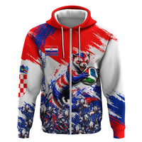 Personalized Croatia Marten Soccer Hoodie Croatian Flag Abstract Brush Stroke