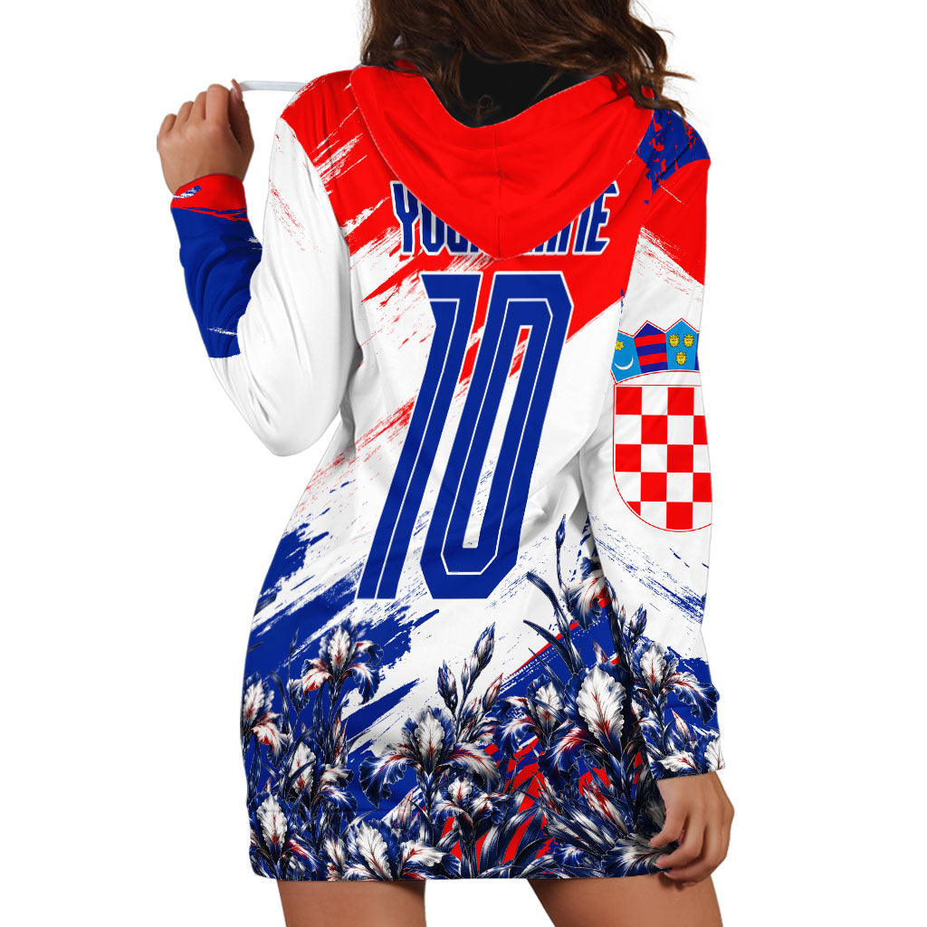 Personalized Croatia Marten Soccer Hoodie Dress Croatian Flag Abstract Brush Stroke