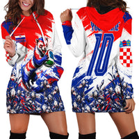 Personalized Croatia Marten Soccer Hoodie Dress Croatian Flag Abstract Brush Stroke