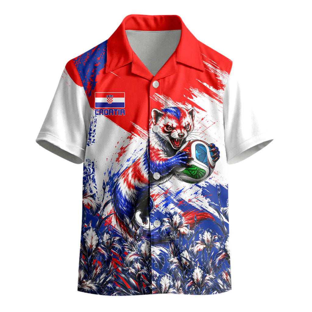 Personalized Croatia Marten Soccer Kid Hawaiian Shirt Croatian Flag Abstract Brush Stroke