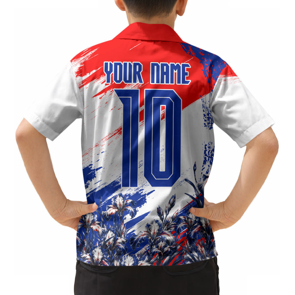 Personalized Croatia Marten Soccer Kid Hawaiian Shirt Croatian Flag Abstract Brush Stroke