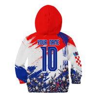 Personalized Croatia Marten Soccer Kid Hoodie Croatian Flag Abstract Brush Stroke