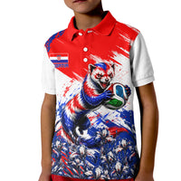 Personalized Croatia Marten Soccer Kid Polo Shirt Croatian Flag Abstract Brush Stroke
