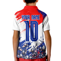 Personalized Croatia Marten Soccer Kid Polo Shirt Croatian Flag Abstract Brush Stroke