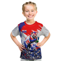 Personalized Croatia Marten Soccer Kid T Shirt Croatian Flag Abstract Brush Stroke