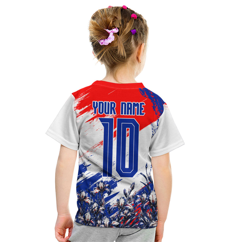 Personalized Croatia Marten Soccer Kid T Shirt Croatian Flag Abstract Brush Stroke