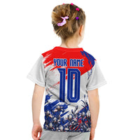 Personalized Croatia Marten Soccer Kid T Shirt Croatian Flag Abstract Brush Stroke