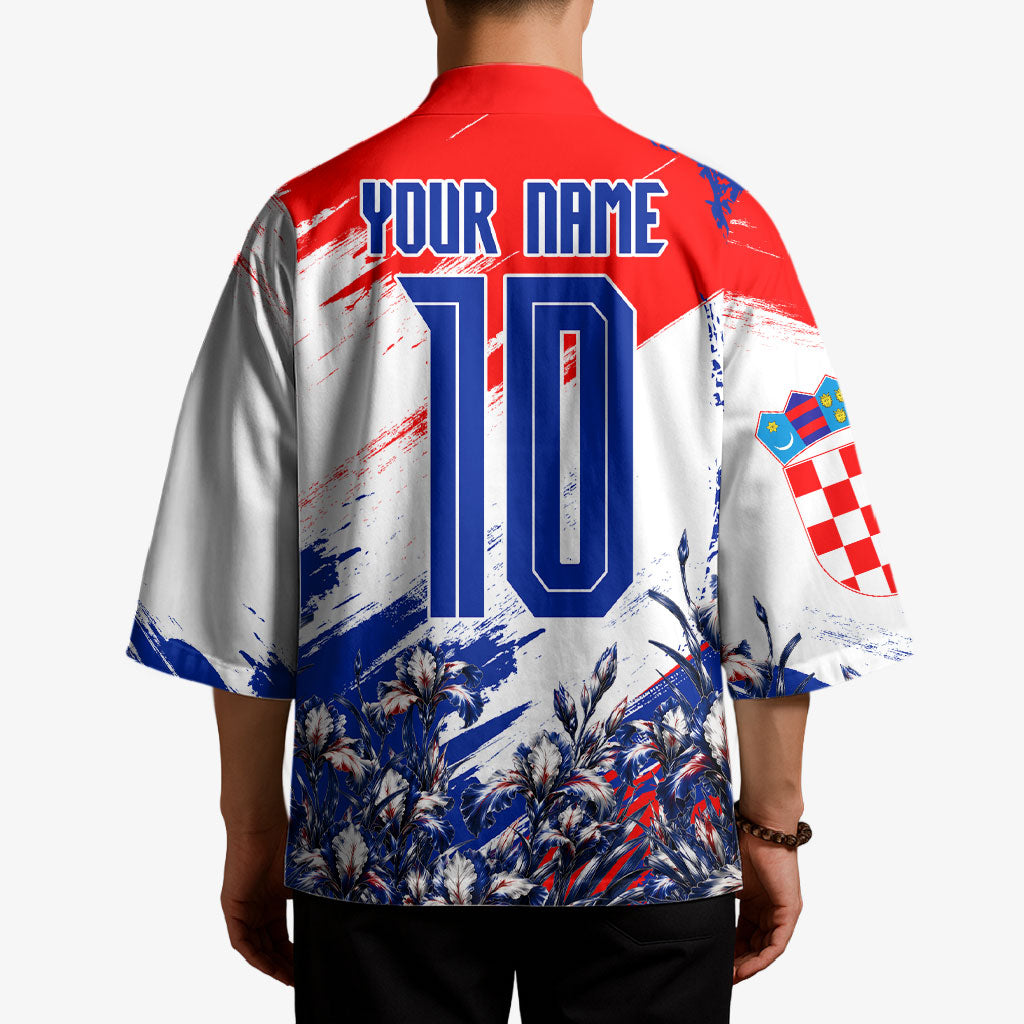 Personalized Croatia Marten Soccer Kimono Croatian Flag Abstract Brush Stroke