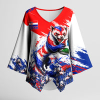 Personalized Croatia Marten Soccer Kimono Sleeve Blouse Croatian Flag Abstract Brush Stroke