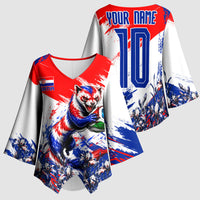 Personalized Croatia Marten Soccer Kimono Sleeve Blouse Croatian Flag Abstract Brush Stroke