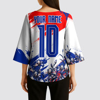 Personalized Croatia Marten Soccer Kimono Sleeve Blouse Croatian Flag Abstract Brush Stroke