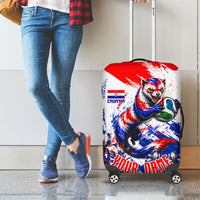Personalized Croatia Marten Soccer Luggage Cover Croatian Flag Abstract Brush Stroke