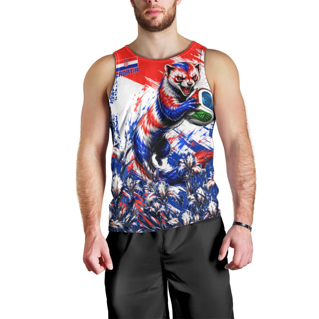 Personalized Croatia Marten Soccer Men Tank Top Croatian Flag Abstract Brush Stroke