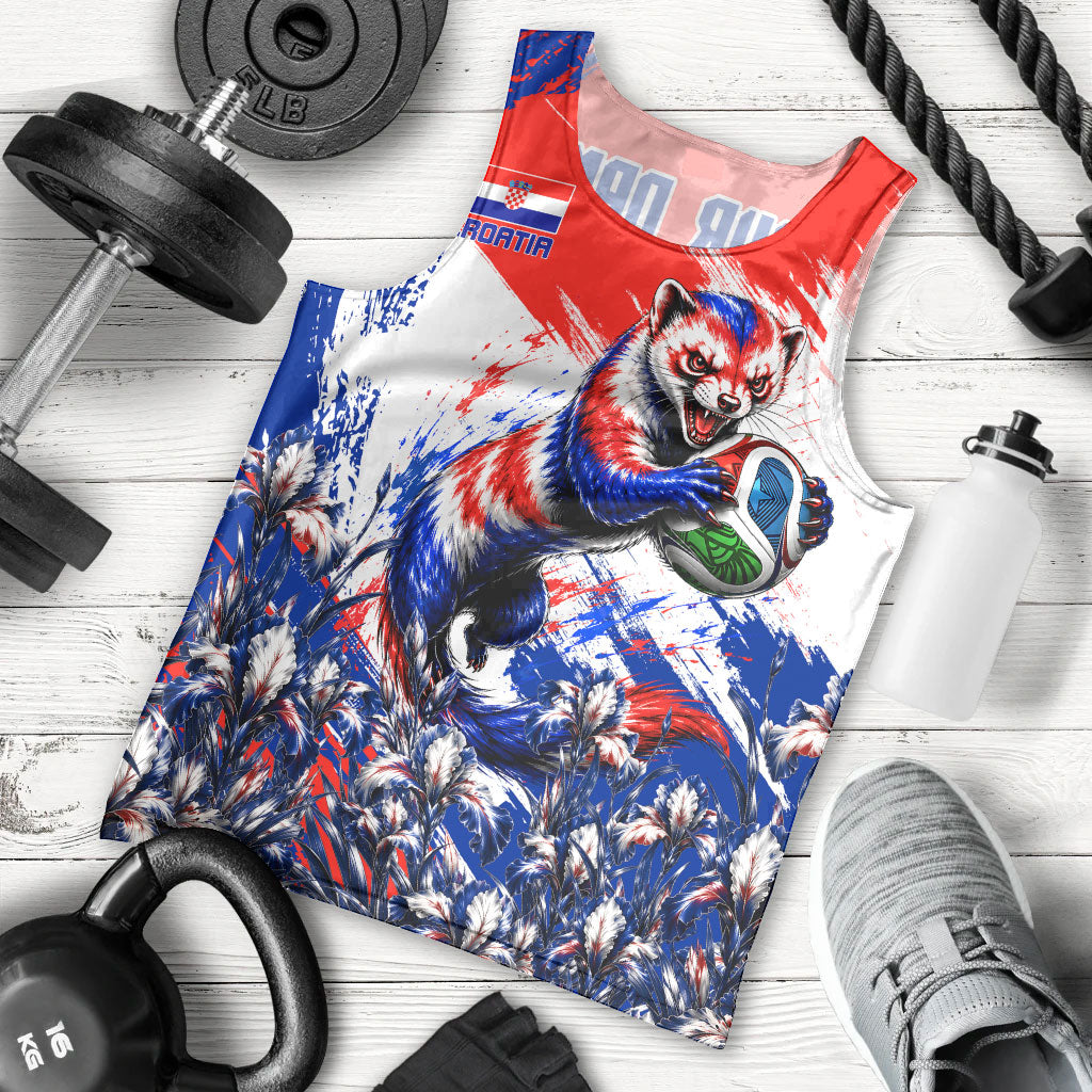 Personalized Croatia Marten Soccer Men Tank Top Croatian Flag Abstract Brush Stroke