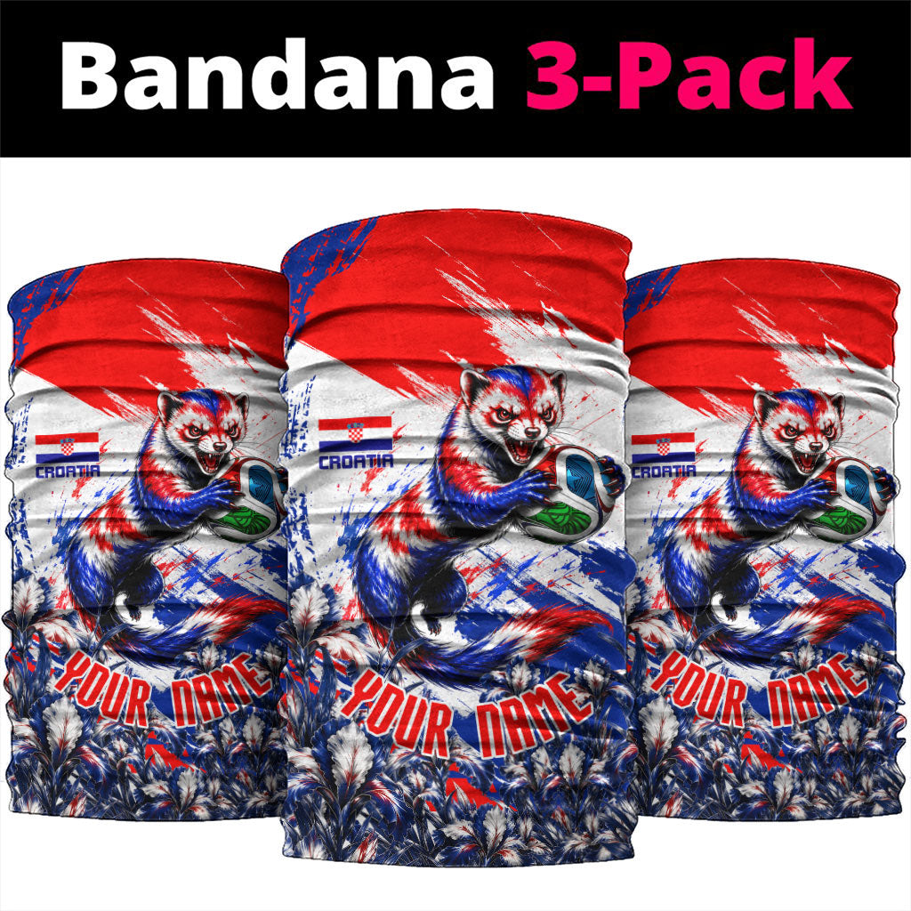 Personalized Croatia Marten Soccer Neck Gaiter Croatian Flag Abstract Brush Stroke