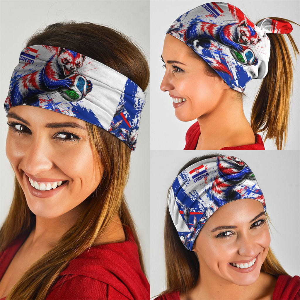 Personalized Croatia Marten Soccer Neck Gaiter Croatian Flag Abstract Brush Stroke