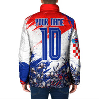Personalized Croatia Marten Soccer Padded Jacket Croatian Flag Abstract Brush Stroke