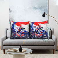 Personalized Croatia Marten Soccer Pillow Cover Croatian Flag Abstract Brush Stroke