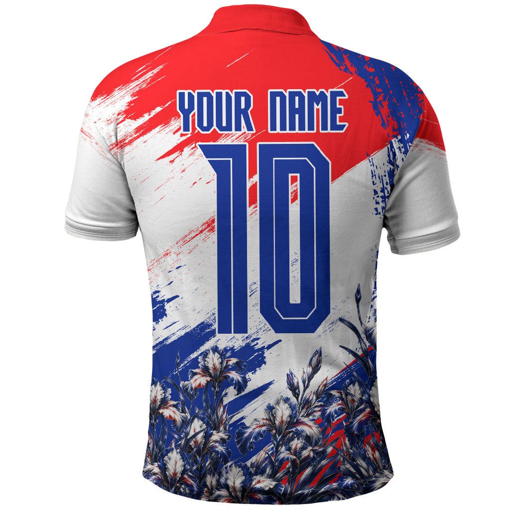 Personalized Croatia Marten Soccer Polo Shirt Croatian Flag Abstract Brush Stroke