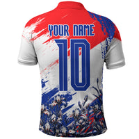 Personalized Croatia Marten Soccer Polo Shirt Croatian Flag Abstract Brush Stroke