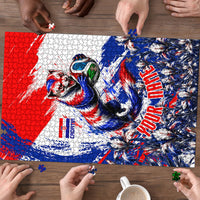 Personalized Croatia Marten Soccer Puzzle Croatian Flag Abstract Brush Stroke