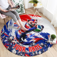 Personalized Croatia Marten Soccer Round Carpet Croatian Flag Abstract Brush Stroke