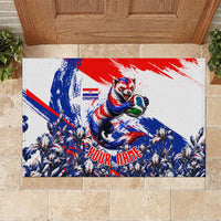 Personalized Croatia Marten Soccer Rubber Doormat Croatian Flag Abstract Brush Stroke