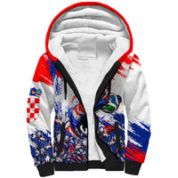 Personalized Croatia Marten Soccer Sherpa Hoodie Croatian Flag Abstract Brush Stroke