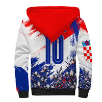 Personalized Croatia Marten Soccer Sherpa Hoodie Croatian Flag Abstract Brush Stroke