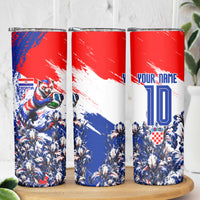 Personalized Croatia Marten Soccer Skinny Tumbler Croatian Flag Abstract Brush Stroke