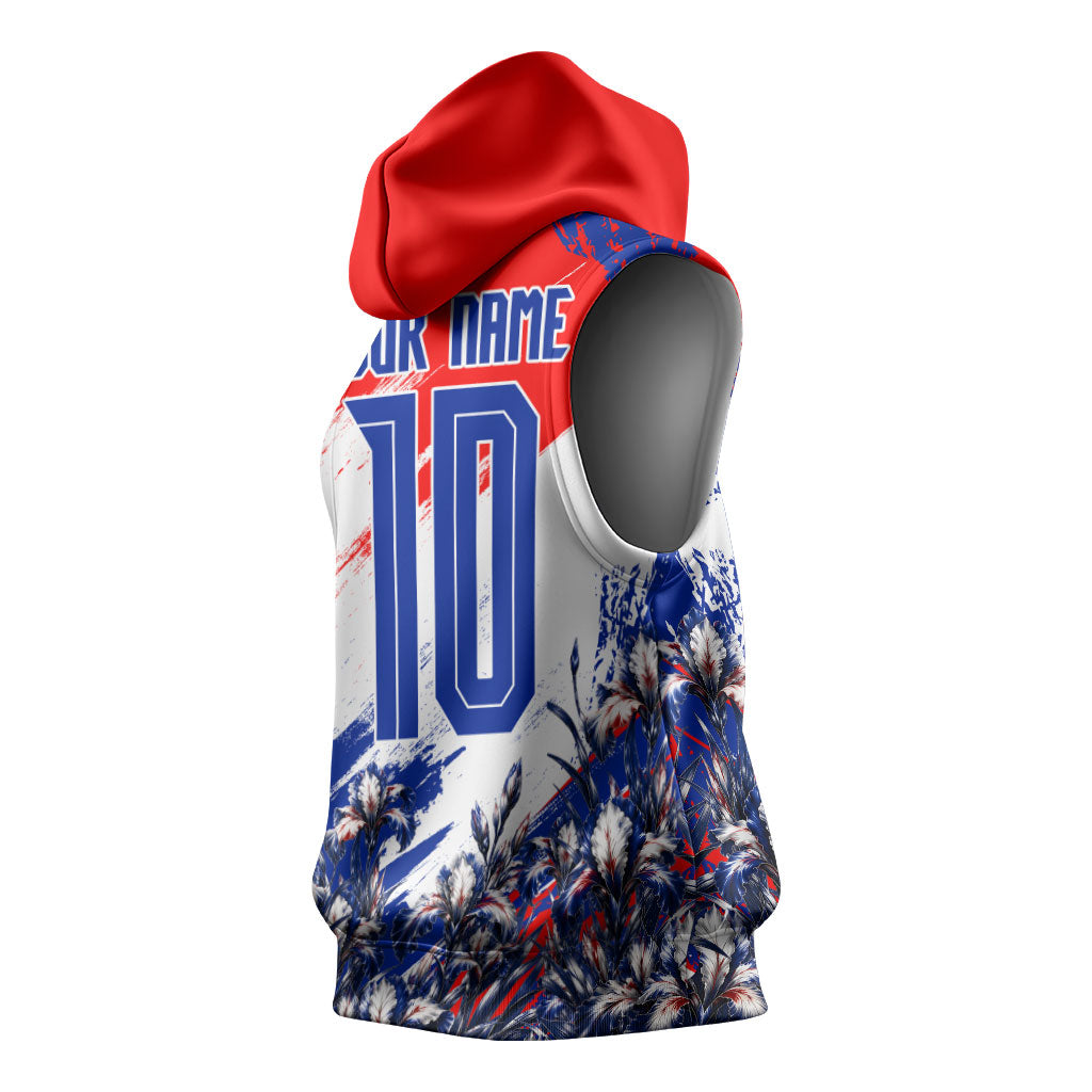 Personalized Croatia Marten Soccer Sleeveless Hoodie Croatian Flag Abstract Brush Stroke