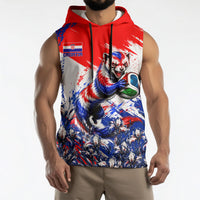 Personalized Croatia Marten Soccer Sleeveless Hoodie Croatian Flag Abstract Brush Stroke