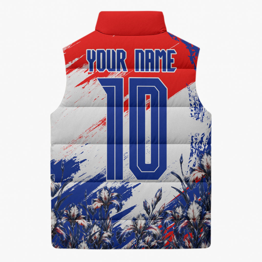 Personalized Croatia Marten Soccer Sleeveless Puffer Jacket Croatian Flag Abstract Brush Stroke