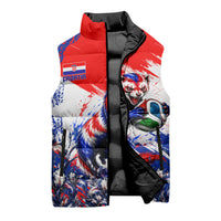 Personalized Croatia Marten Soccer Sleeveless Puffer Jacket Croatian Flag Abstract Brush Stroke