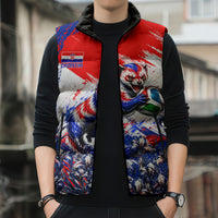 Personalized Croatia Marten Soccer Sleeveless Puffer Jacket Croatian Flag Abstract Brush Stroke