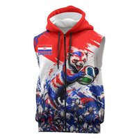 Personalized Croatia Marten Soccer Sleeveless Zip Hoodie Croatian Flag Abstract Brush Stroke