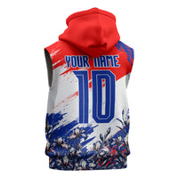 Personalized Croatia Marten Soccer Sleeveless Zip Hoodie Croatian Flag Abstract Brush Stroke