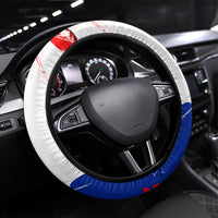 Croatia Marten Soccer Steering Wheel Cover Croatian Flag Abstract Brush Stroke