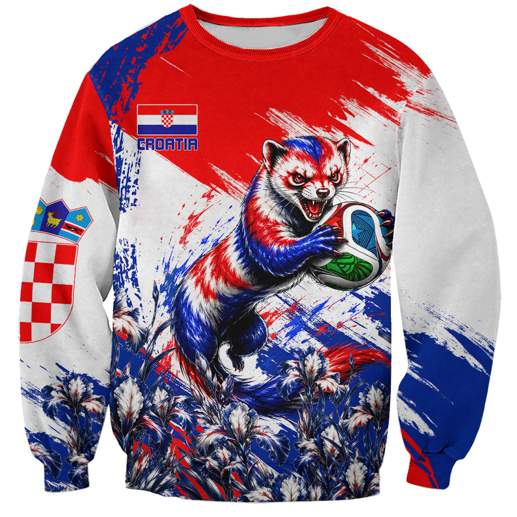 Personalized Croatia Marten Soccer Sweatshirt Croatian Flag Abstract Brush Stroke