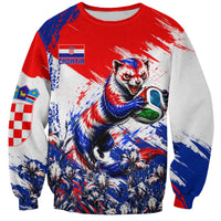 Personalized Croatia Marten Soccer Sweatshirt Croatian Flag Abstract Brush Stroke